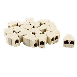 Unique Bargains 20 Pcs RJ11 F-2F F/2F Telephone Modular Splitter Joiner Connectors Beige - 1 of 4