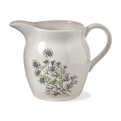 tagltd Chamomile Floral Printed Stoneware Water Beverage Pitcher Small,  28 oz