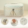 Unique Bargains Makeup Bag Travel Beige Cotton Large Cute Floral Pattern Aesthetic 1 Pc - 3 of 4