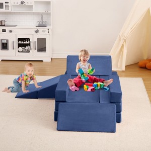 12pcs Modular Kids Play Couch, Boys Girls Toddler Child Sofa Couch, Versatile Kid DIY Creativing Playroom Bedroom, Convertible Foam & Floor Cushion - 1 of 4