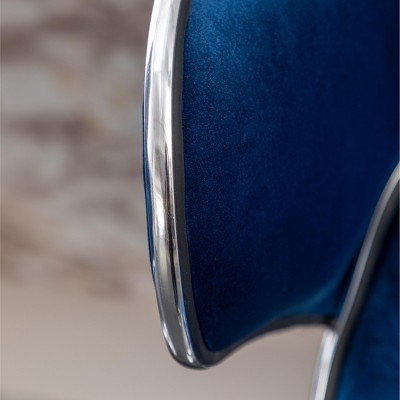Velvet Swivel Barstool Set of 2, Adjustable Height Upholstered Counter Stools with Chrome Base, for Kitchen Pub Bar, Blue