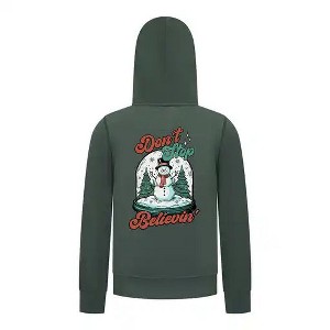 Everyday Kids Christmas Collection Don’t Stop Believin’ Zip Up Hoodie – Holiday Snowman Sweatshirt - 1 of 4