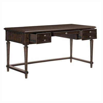 Driftwood Charcoal Wood Writing Desk with Filing Cabinet