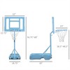 YONWAY Poolside Basketball Hoop Stand, 36.5"-48.5" Height Adjustable Portable Hoop System w/ Clear Backboard & Fillable Base for Whole Family,Blue - 3 of 4