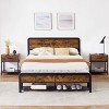 Bed Frame with Wood Headboard & Sit Bench - 2 Storage Drawers, Sturdy Metal Platform, Noise-Free Design - 3 of 4