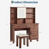 Makeup Vanity Desk, with Mirror and Lights, 42" Glass Top Vanity Table, Upholstered Stool, Drawers, Cabinet & Open Shelves, 2 Storage Drawers - 2 of 4