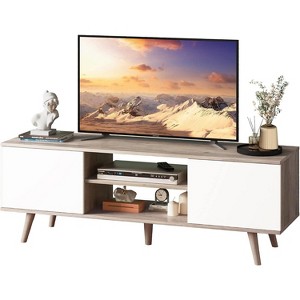 TV Stand for 55 60 inch TV, Boho Entertainment Center with Storage Cabinets, TV Console for Living Room Decor - 1 of 2