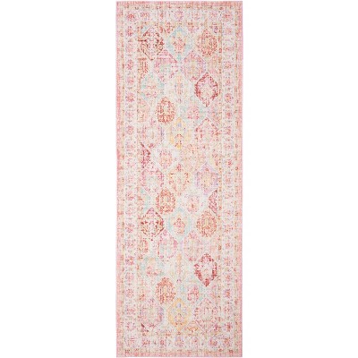 Windsor WDS337 Power Loomed Runner Rug - Pink/Multi - 3'x10' - Safavieh.