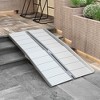 HOMCOM Textured Aluminum Folding Wheelchair Ramp, Portable Threshold Ramp, for Scooter Steps Home Stairs Doorways, Silver - 2 of 4
