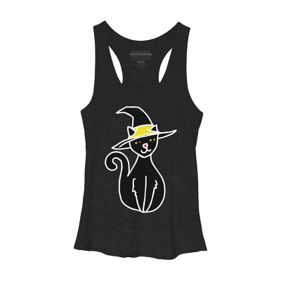 Women's Design By Humans Halloween Witchy Cat By BubbSnugg Racerback Tank Top
