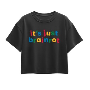 Girls' - Instant Message - Just Brainrot Short Sleeve Boxy Graphic T-Shirt - 1 of 3
