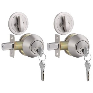 Itopfox 2 Single Cylinder Deadbolts Door Locks, Keyed Alike for Security, Satin Nickel Finish, Easy Installation, Residential Grade - 1 of 4
