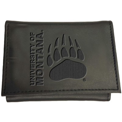 Evergreen NCAA Montana Grizzlies Black Leather Trifold Wallet Officially Licensed with Gift Box