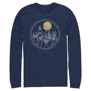 Men's Harry Potter Hogwarts Line Art Moonrise Long Sleeve Shirt - 1 of 4