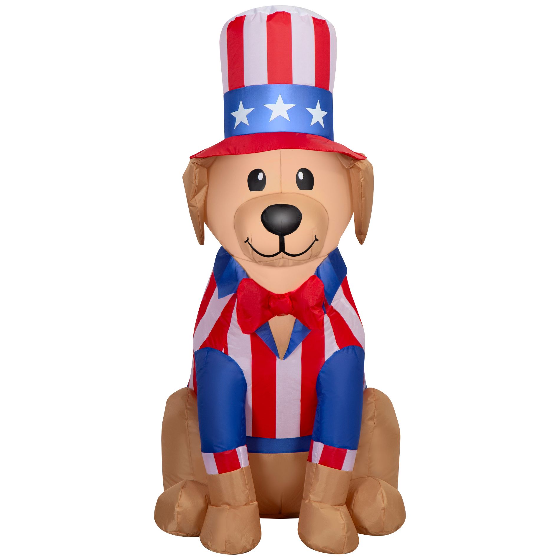 Gemmy Airblown Inflatable 3.5ft Independence Day Light Patriotic Yellow Lab Independence Day Yard Decor