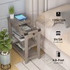 Set of 2 Narrow End Tables, Flip Top Side Tables with Charging Station, Nightstands - 3 of 4