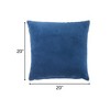 HomeRoots 20" Navy Blue Velvet Throw Pillow - 3 of 4