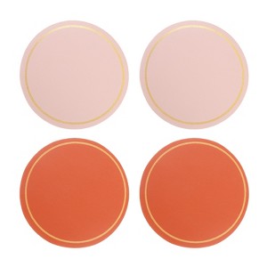 Unique Bargains Round PVC Leather Waterproof Anti-slip Home Decor Coasters 4 Pcs - 1 of 4