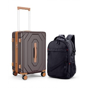 HONGGE Expandable 2-Piece Luggage Set with 100% PC Hardshell, TSA Lock & Spinner Wheels – Includes Carry-On Backpack - 1 of 4