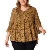 Agnes Orinda Women's Plus Size Babydoll Peplum High Low Hem V Neck 3/4 Sleeve Trendy Tops - 2 of 4