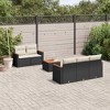 vidaXL 6 Piece Patio Sofa Set with Cushions Black and Cream Poly Rattan - 2 of 4