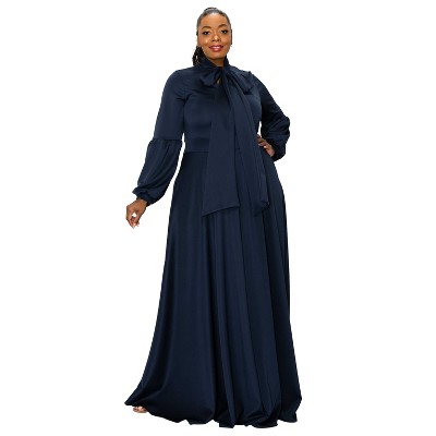 L I V D Women's Bella Donna Dress with Ribbon and Bishop Sleeves