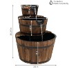 Sunnydaze 30"H Electric Wood Rustic Farmhouse Style 3-Tier Barrel Outdoor Water Fountain - 3 of 4