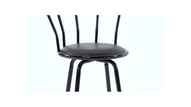 Flash Furniture Crown Back Black Metal Barstool with Black Vinyl Swivel Seat, 2 of 14, play video