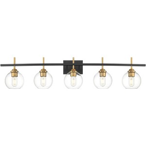 360 Lighting Duka 45 1/4" Wide 5-Light Black and Gold Bath Light - 1 of 4