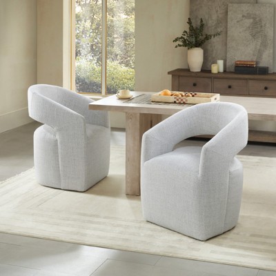 Spruce&Spring Modern Barrel Dining Chair with Caster Wheels & Open Back Fully Assembled