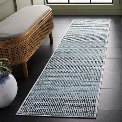 Reversible Medallion Blue Synthetic 24x12 Rectangular Rug
