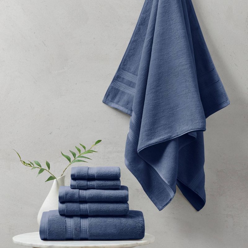 6pc Plume Cotton Feather Touch Antimicrobial Towel Set Navy - Beautyrest, 3 of 8