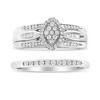 Silver 1/2 Cttw Round and Baguette-Cut Diamond Engagement Bridal Set - 2 of 4