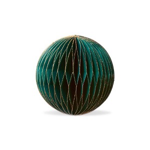 tag Glimmer Paper Ball Decor Small Green - 1 of 2