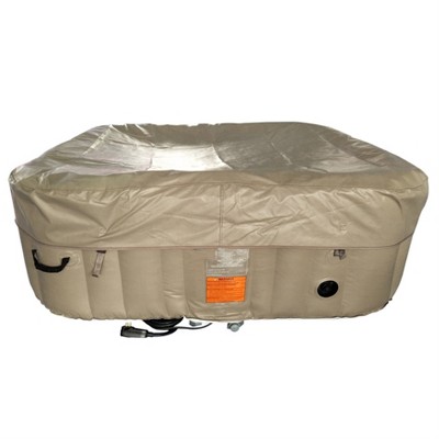 Brown and White 6-Person Square Inflatable Hot Tub Spa with Cover