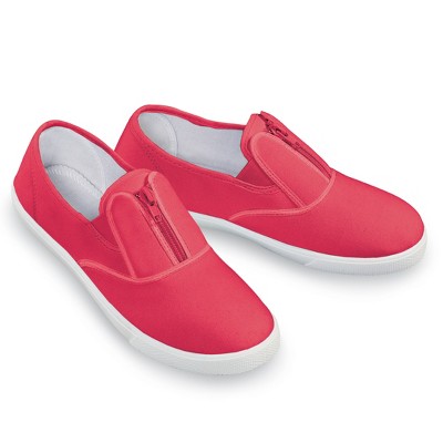 Collections Etc Easy-to-Wear Stretch Zip-Up Padded Insole Sneakers