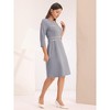 Hobemty Women's Elegant Office 3/4 Sleeve Tweed Trim Round Neck A-Line Dress - 4 of 4