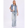 INSPIRE CHIC Women's Sleeveless Turndown Collar Button Down Chest Flap Pockets Washed Denim Vest - 3 of 4