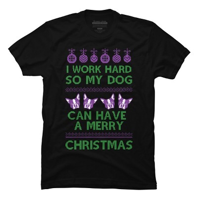 Men's Design By Humans Dog Christmas By AmberDawn888 T-Shirt