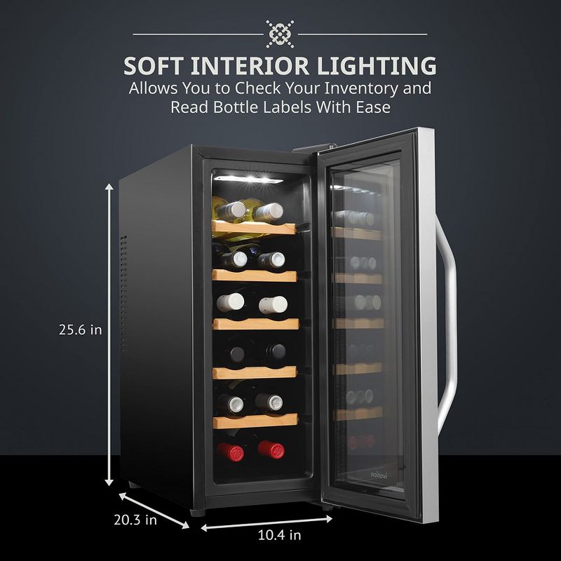 Ivation 12 Bottle Thermoelectric Wine Cooler Fridge Mini Refrigerator, 3 of 6