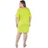 24seven Comfort Apparel Plus Size Solid Color Loose Fit V Neck T Shirt Style Knee Length Dress - 3 of 4