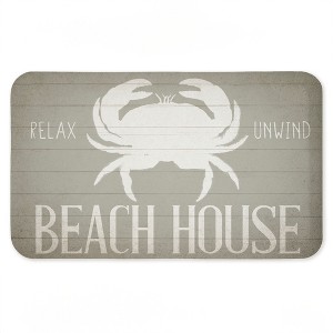 Stupell Industries Relax Unwind Beach House Crab Printed Anti-Fatigue Floor Mat, design by Kim Allen, 30"x18" - 1 of 4