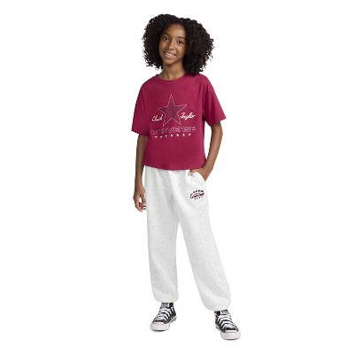 Converse® Girls' Fleece Jogger Pants - Heather Gray