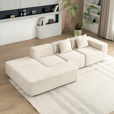 116 Inch Sectional Sofa,Full-compressed Sofa Couch Free-combined Sofa With Two Back Pillows In Living Room-Maison Boucle
