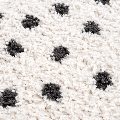 Chaia Black and White Dotted Plush Polyester Rug