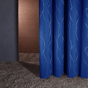 Deconovo Silver Line & Dots Blackout Curtains, 2 Panels (38” W) - 1 of 4