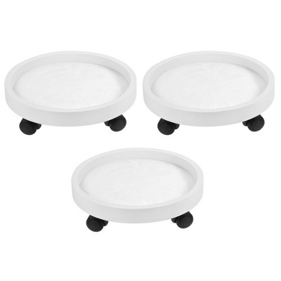 Unique Bargains Indoor Outdoor Round Plastic Rolling Flowerpot Dolly with Wheels 3 Pcs