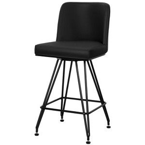 Bekrvio 26" Swivel Counter Height Bar Stools with Back-Faux Leather/Velvet Upholstered, V-Shaped Metal Legs-Modern Counter Stools for Kitchen Island - 1 of 4