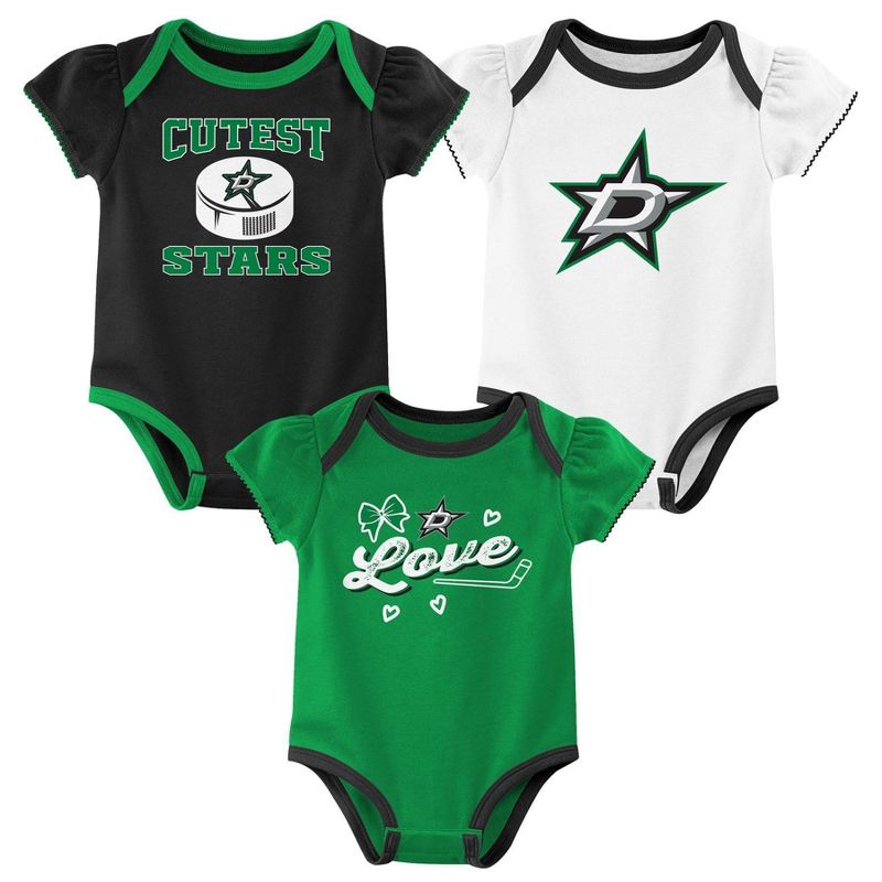 NHL Dallas Stars Infant Girls&#39; 3pk Bodysuit, 1 of 5