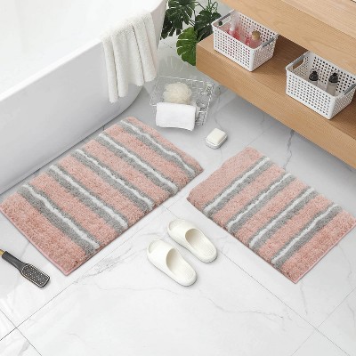 Home Weavers Glamour Collection 100% Polyester Microfiber Bathroom Rug, Non Slip Bath Mat Water Absorbent Soft Microfiber Shaggy Mat Machine Washable